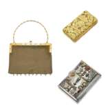 NO RESERVE - GOLD, EMERALD AND DIAMOND MESH BAG; TOGETHER WITH A MULTI-GEM AND ENAMEL GOLD RUSSIAN CIGARETTE CASE AND A GOLD CIGARETTE CASE - photo 1