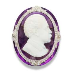 NO RESERVE - MELLERIO DITS MELLER BELLE EPOQUE AMETHYST, AGATE CAMEO AND DIAMOND BROOCH