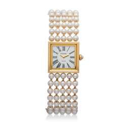 CHANEL 'MADEMOISELLE' CULTURED PEARL AND GOLD WRISTWATCH