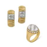 NO RESERVE - DIAMOND AND GOLD RING AND EARRING SET - Foto 1