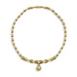 NO RESERVE - COLOURED DIAMOND, DIAMOND AND CULTURED PEARL NECKLACE; TOGETHER WITH A DIAMOND RING - photo 2