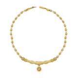 NO RESERVE - COLOURED DIAMOND, DIAMOND AND CULTURED PEARL NECKLACE; TOGETHER WITH A DIAMOND RING - фото 3