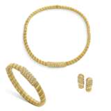 GOLD AND DIAMOND NECKLACE, BANGLE AND EARRING SUITE - photo 1