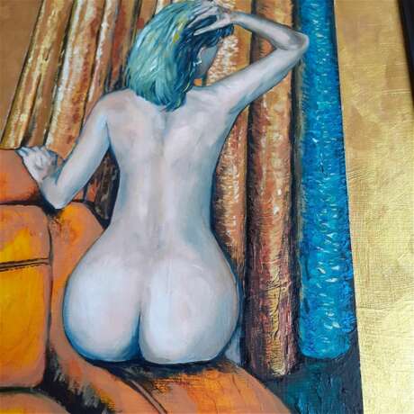 Painting “Posing Woman”, Primed fiberboard, Oil on fiberboard, Contemporary realism, голая, Russia, 2021 - photo 8
