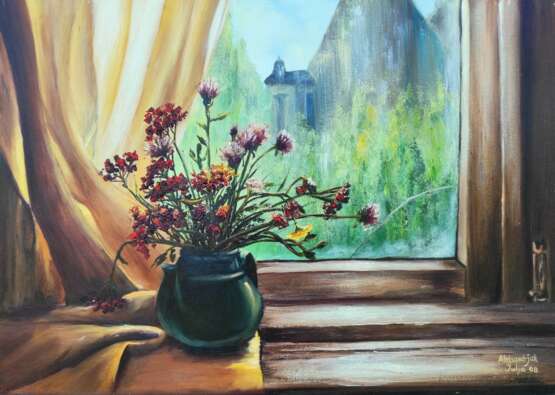 Painting “Grandma&#39;s window”, Oil, Still life, Estonia, 2008 - photo 1