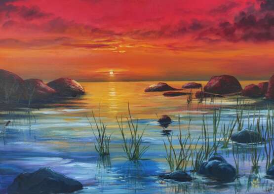 Painting “Sunset”, Oil, Landscape painting, Estonia, 2010 - photo 1