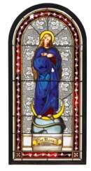 Süddeutschland, Großes Historismus Fenster mit Darstellung der Maria Immaculata