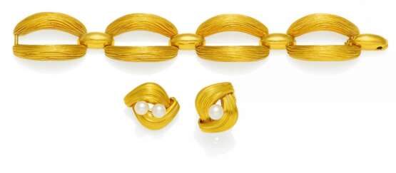 Konvolut: Gold-Armband, Perl-Brosche und Perl-Ring - Foto 1