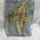 Fisch Wandkeramik Shinko „Kahaku Shinko Wandkachel Fisch“, Keramiker Bildhauer, Kahaku Shinko, Keramikfliese, Modernismus, Modern Art, Japan, 1970 - Foto 1