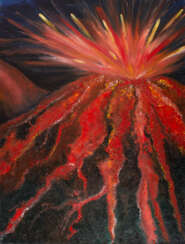 Volcano. Oil painting, original gift