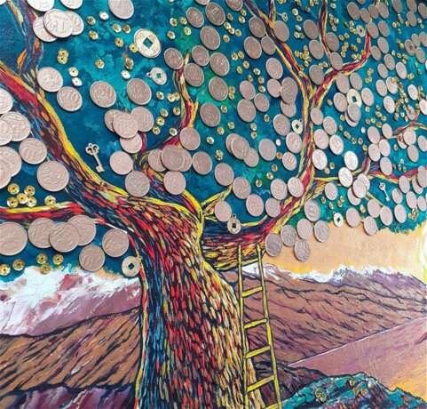 Painting “Money Tree”, Canvas on fiberboard, Mixed media, Symbolism, мистический реализм, Russia, 2021 - photo 6