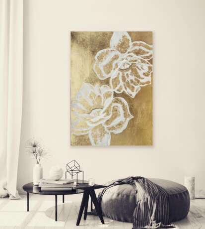 Design Painting, Painting “Golden peonies of love”, Canvas on the subframe, Acrylic, Contemporary art, Russia, 2021 - photo 1