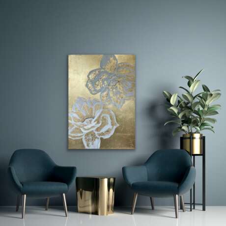 Design Painting, Painting “Golden peonies of love”, Canvas on the subframe, Acrylic, Contemporary art, Russia, 2021 - photo 2