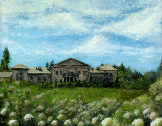 Gemälde „Altes Herrenhaus“, Kupfer, Acryl, Impressionismus, Landschaftsmalerei, Russland, 2021 - Foto 1