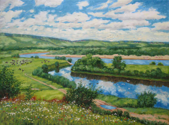 Painting “South River Valley”, Canvas, Oil, современное, Landscape painting, Russia, 2021 - photo 1