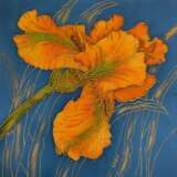 Painting “Yellow iris”, Silk, Batik, цветы, Still life, Russia, 2021 - photo 2