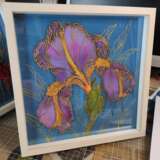 Painting “Lilac iris”, Silk, Batik, цветы, Flower still life, Russia, 2021 - photo 1