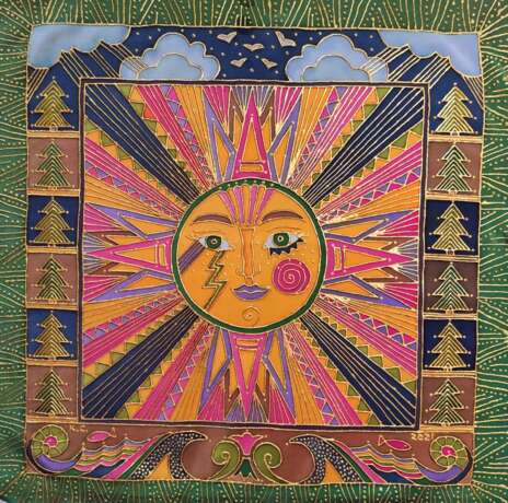 Painting “Sun”, Silk, Batik, Russia, 2021 - photo 2
