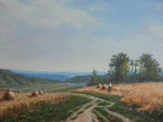 Painting “August”, Canvas on the subframe, Oil paint, Realist, Landscape painting, Russia, 2021 - photo 1