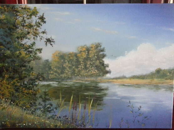 конец лета Canvas on the subframe Oil paint Realism Landscape painting Russia 2021 - photo 1