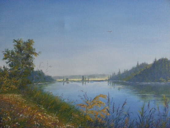 Painting “Lake”, Canvas on the subframe, Oil paint, Realist, Landscape painting, Russia, 2021 - photo 1