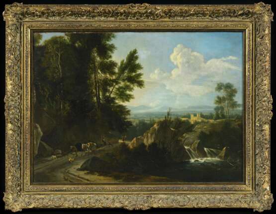 Moucheron, Frederic de (1633 Emden - 1686 Amsterdam). Südliche Landschaft mit Wasserfall und Hirten - Foto 2