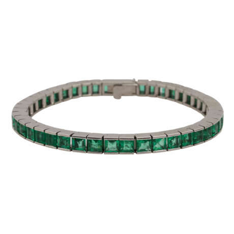Armband mit 45 Smaragdcarrés von schöner Farbe und Leuchtkraft, - Foto 1