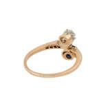 Jugendstil Ring mit Saphir und Altschliffdiamant ca. 0,45 ct, - photo 3