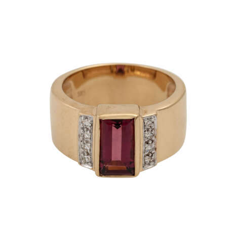 Ring mit rosafarbenem Turmalin und Achtkantdiamanten - Foto 2