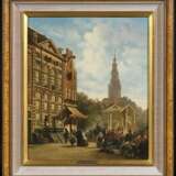 Bommel, Elias Pieter van (Amsterdam 1819 - Wien 1890). Markttreiben vor dem Rembrandthaus in Amsterdam - Foto 2