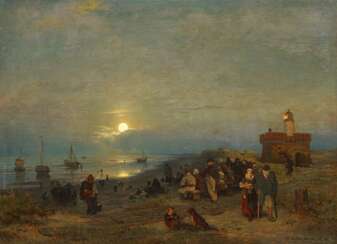 Achenbach, Andreas (1815 Kassel - 1910 Düsseldorf). Mondnacht an der Küste