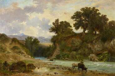 Knebel, Franz (1809 La Sarraz - 1877 Rom). Flusslauf in der römischen Campagna