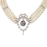 Dreireihiges Kropfband aus Perlen, - Foto 2