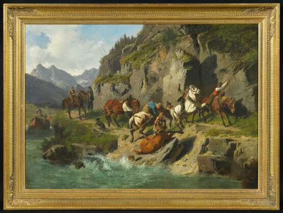 Hartmann, Ludwig (1835 München - 1902 München). Schiffsknechte mit ihren Pferden auf dem Leinpfad - фото 2