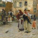 Barison, Giuseppe (1853 Triest - 1931 Triest). In Venedig. Geschäftiges Treiben auf einem Fischmarkt - Foto 1