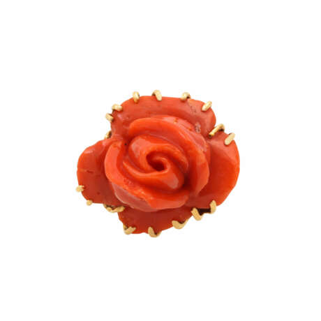 Ring mit geschnitzer Korallen-Rose, - Foto 2