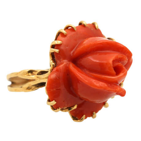 Ring mit geschnitzer Korallen-Rose, - Foto 5