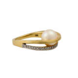 Ring mit Zuchtperle und Achtkantdiamanten - Foto 1