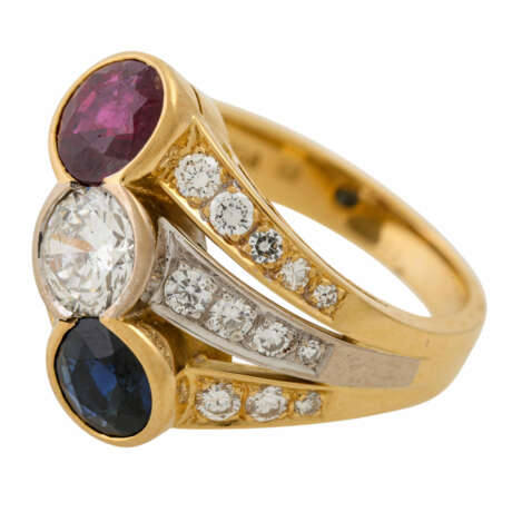 SCHILLING Ring "Trikolore" aus Rubin, Saphir, Brillant - Foto 5