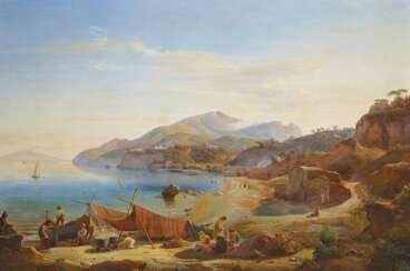 Gmelin, Georg (1810 Rom - 1854 Montecavo). Fischerszene im Golf von Sorrent