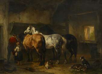 Verschuur d.Ä., Wouter (1812 Amsterdam - 1874 Vorden). Im Pferdestall