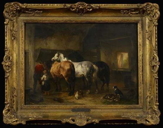 Verschuur d.Ä., Wouter (1812 Amsterdam - 1874 Vorden). Im Pferdestall - Foto 3