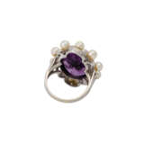 Ring mit Amethyst und kleinen Perlen, - Foto 3
