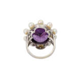 Ring mit Amethyst und kleinen Perlen, - Foto 4