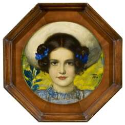 Stuck, Franz von (1863 Tettenweis - 1928 Tetschen). Porträt der Tochter Mary mit blauen Schleifen im Haar