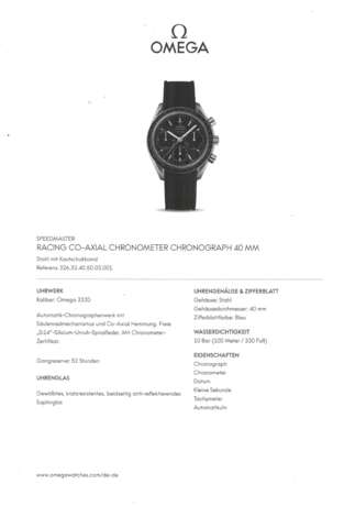 OMEGA Speedmaster "Racing Co-Axial Chronometer Chronograph", Ref. 326.32.40.50.03.001. Herrenuhr. - фото 9