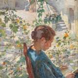 Vautier, Otto (1863 Düsseldorf - 1919 Genf). Lesende junge Frau im Garten - фото 1
