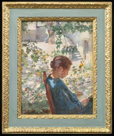 Vautier, Otto (1863 Düsseldorf - 1919 Genf). Lesende junge Frau im Garten - фото 2
