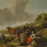 Wolfaerts, Jan Baptiste (vor 1625 Antwerpen - 1687 Antwerpen). Hirten mit ihrem Vieh in hügeliger Flusslandschaft - Foto 3