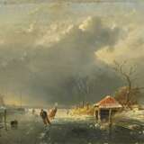Leickert, Charles (1818 Brüssel - 1907 Mainz). Schlittschuhläufer auf einem winterlichen Kanal - photo 1